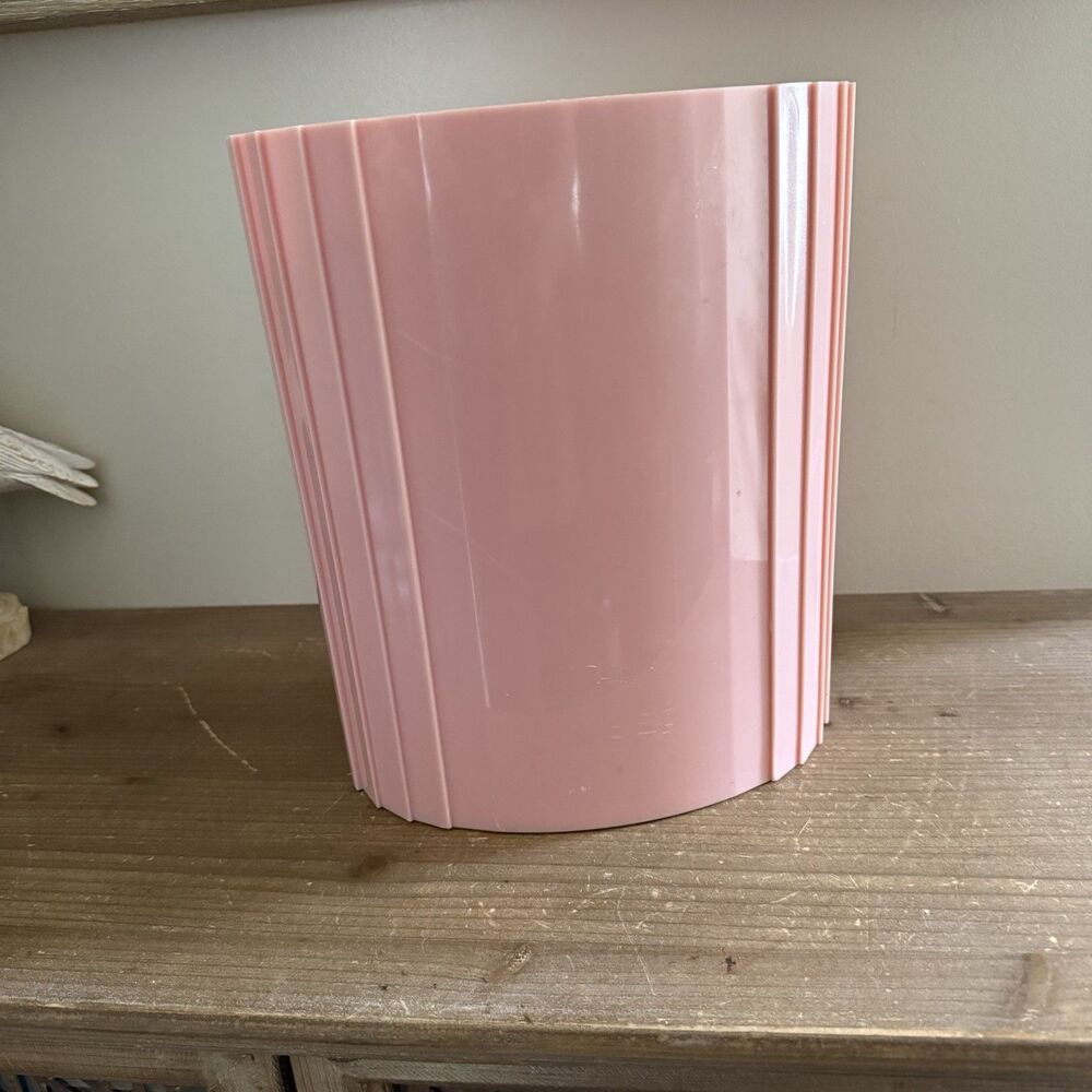 Vintage 1980s Creative Bath Pink Waste Bin Trash Can Plastic Oval Sleek